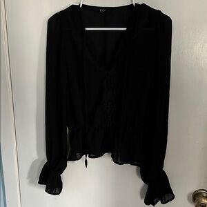 Forever 21 Black Ruffled Blouse